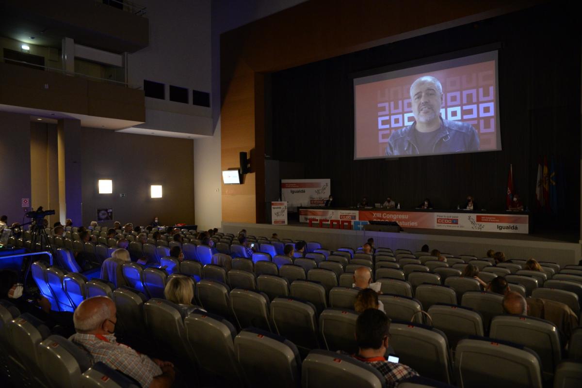 Unai Sordo en el XIII Congreso de CCOO de Asturias